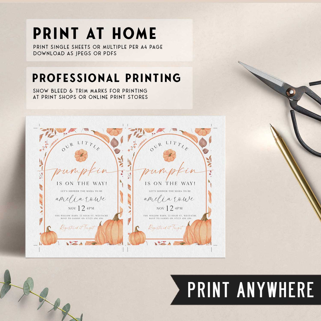 Pumpkin Pattern Baby Shower Invitation