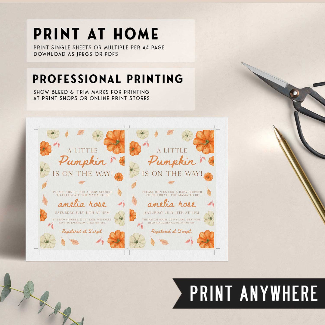 Pumpkin Border Baby Shower Invitation
