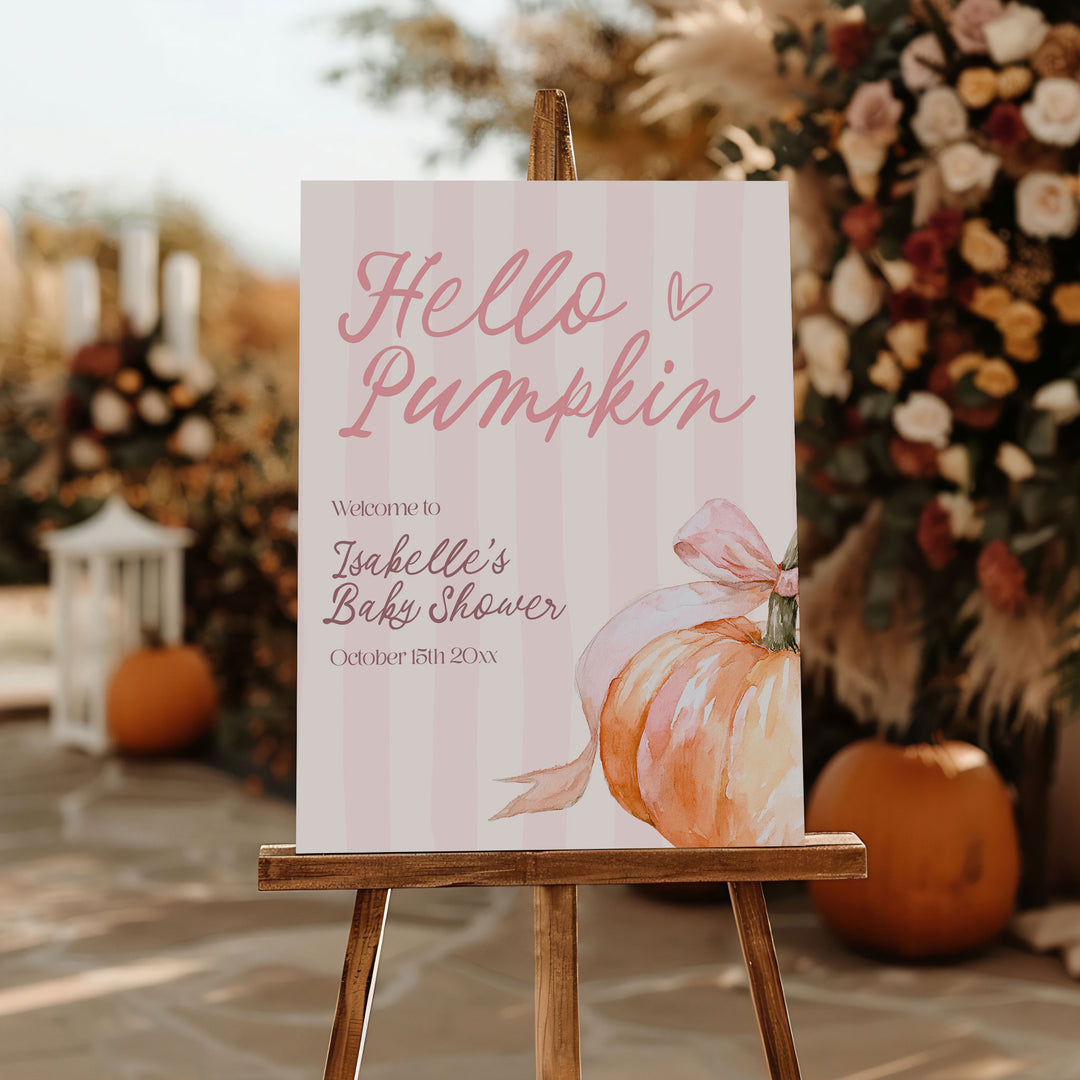 Hello Pumpkin Baby Shower Welcome Sign