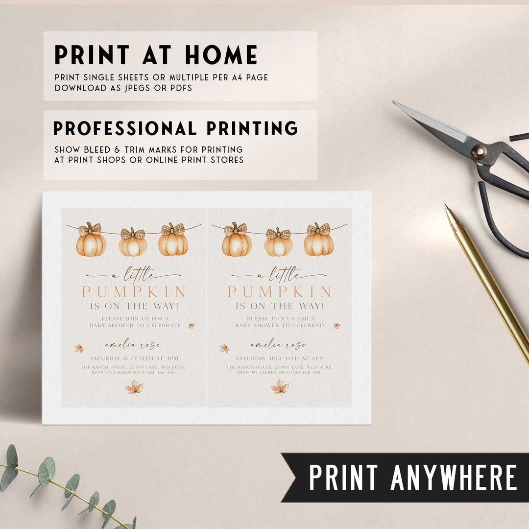 Fall Baby Pumpkin Line Invitation