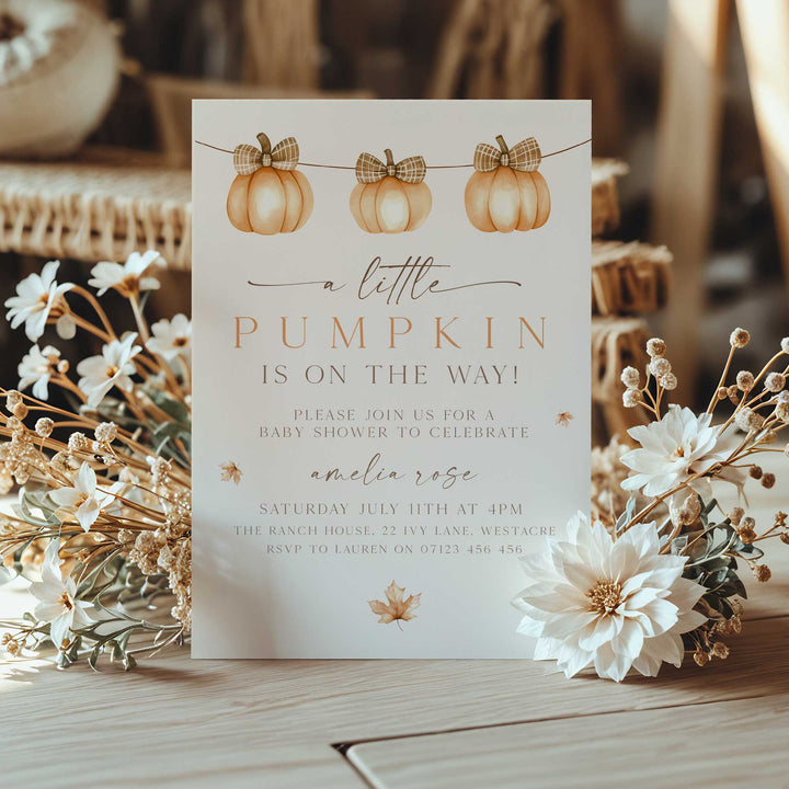 Fall Baby Pumpkin Line Invitation