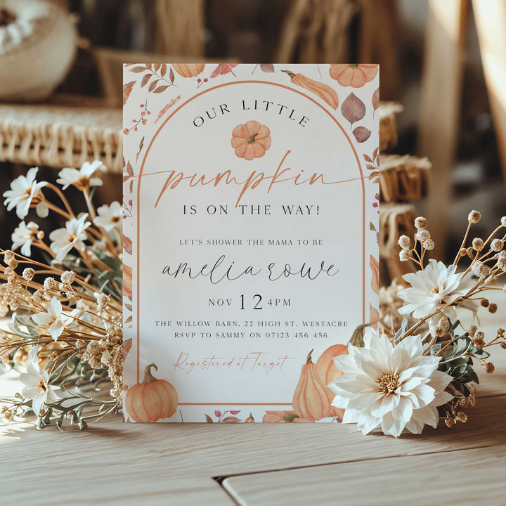 Pumpkin Pattern Baby Shower Invitation