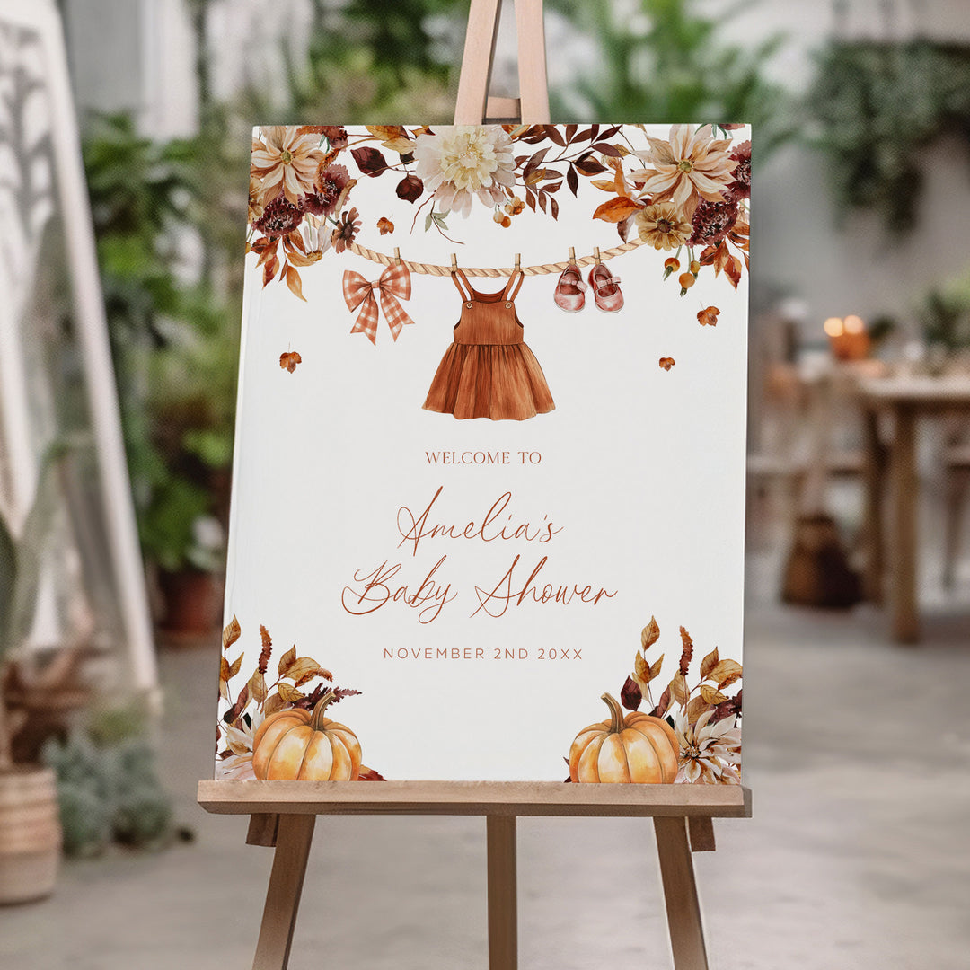 Fall In Love Clothesline Baby Shower Welcome Sign
