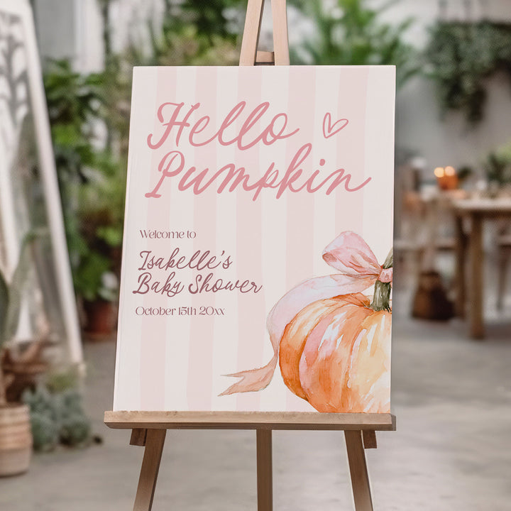 Hello Pumpkin Baby Shower Welcome Sign