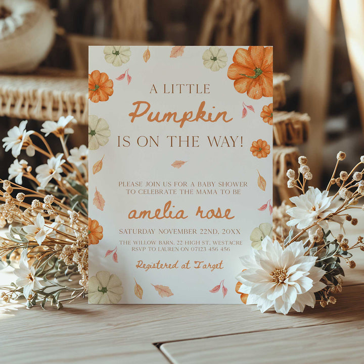 Pumpkin Border Baby Shower Invitation