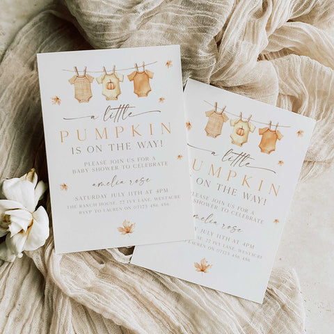 Fall Pumpkin Clothes Line Invitation
