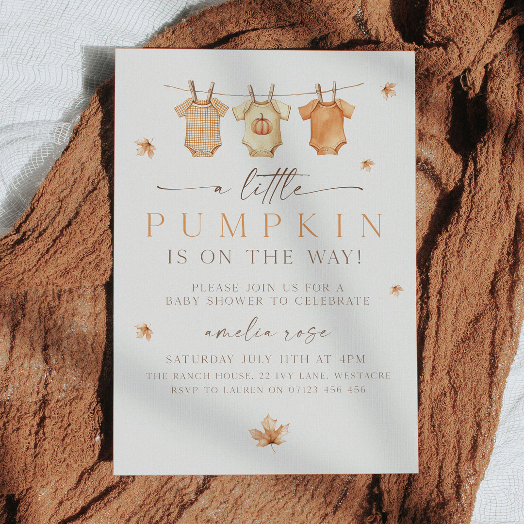 Fall Pumpkin Clothes Line Invitation