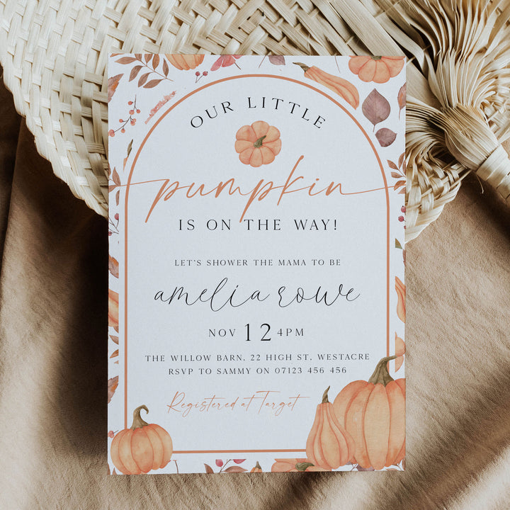 Pumpkin Pattern Baby Shower Invitation