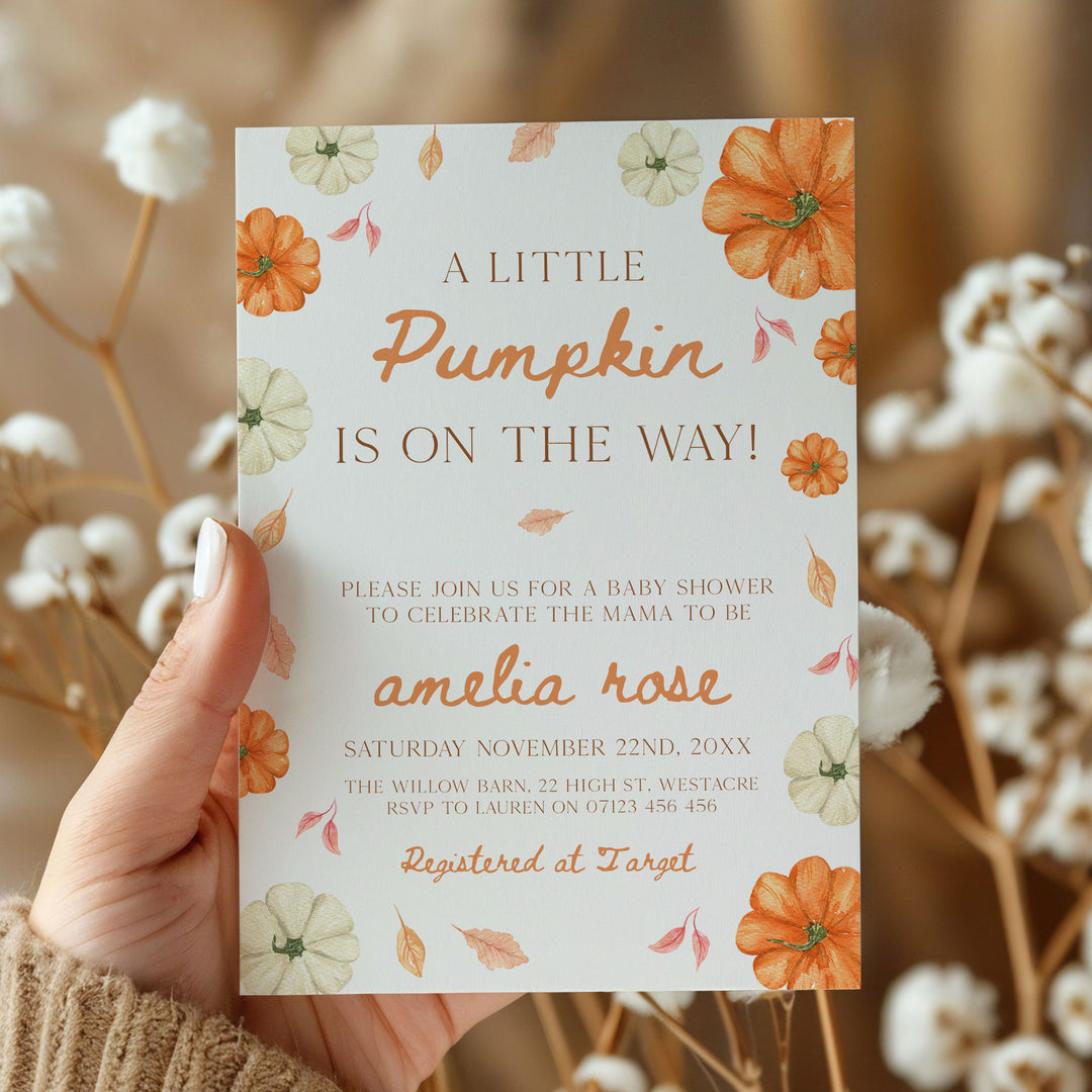 Pumpkin Border Baby Shower Invitation