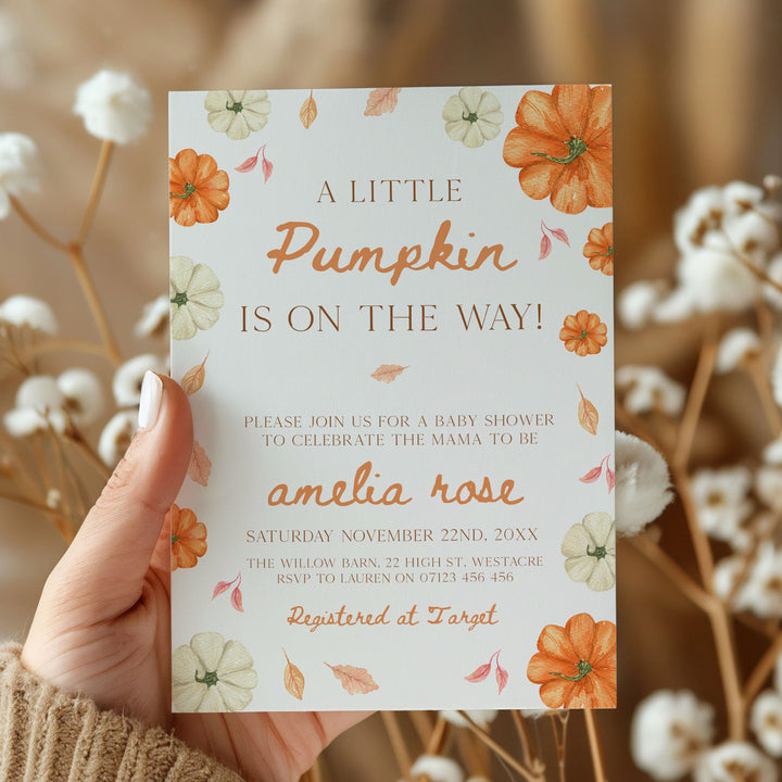 Pumpkin Border Baby Shower Invitation