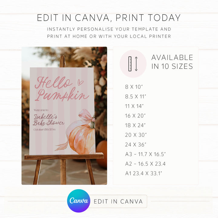Hello Pumpkin Baby Shower Welcome Sign