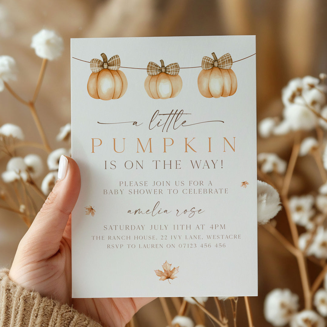 Fall Baby Pumpkin Line Invitation