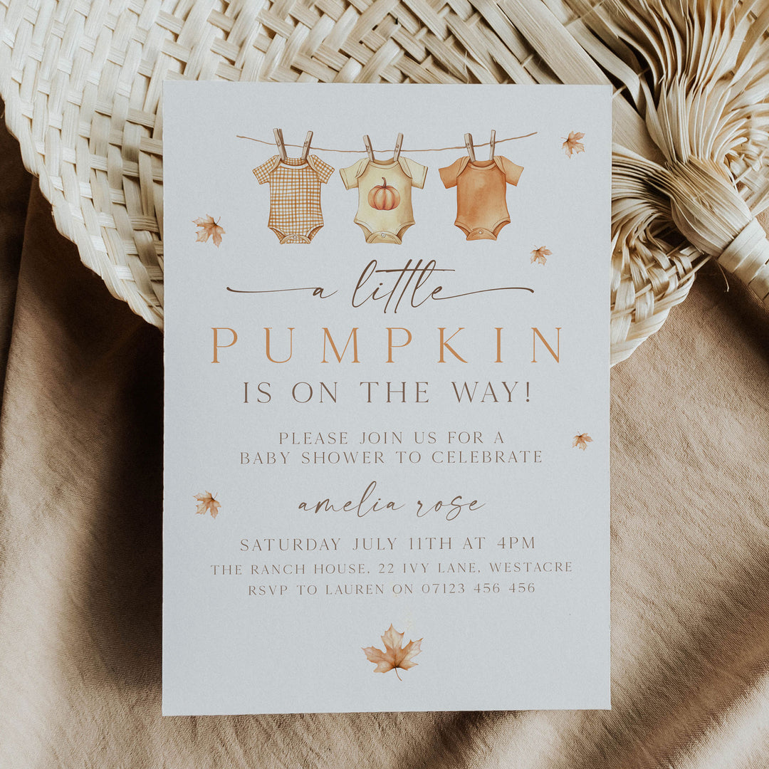 Fall Pumpkin Clothes Line Invitation