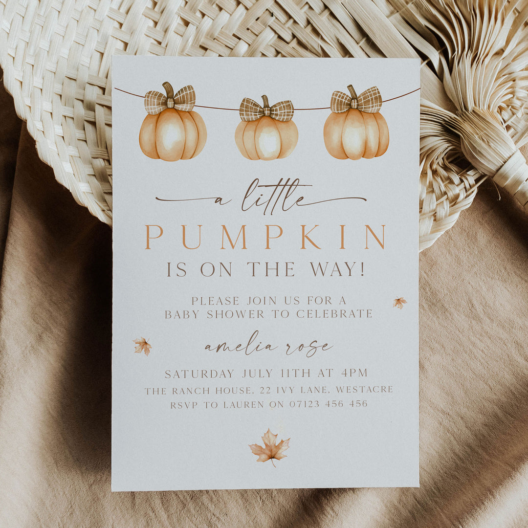 Fall Baby Pumpkin Line Invitation