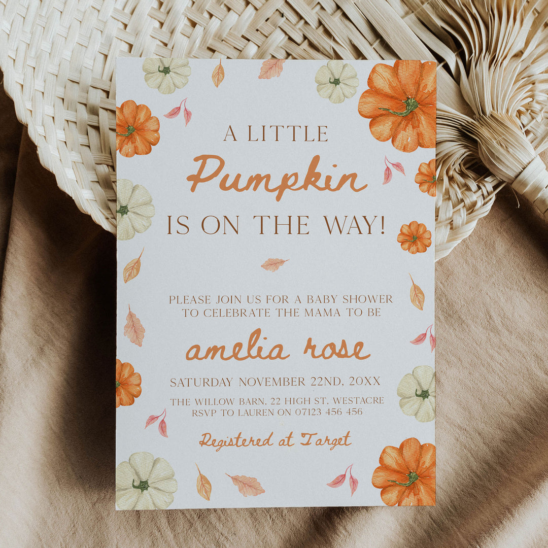 Pumpkin Border Baby Shower Invitation