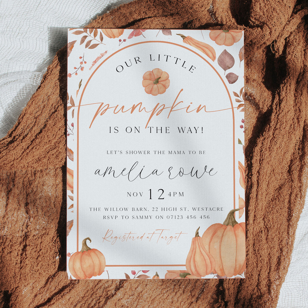 Pumpkin Pattern Baby Shower Invitation