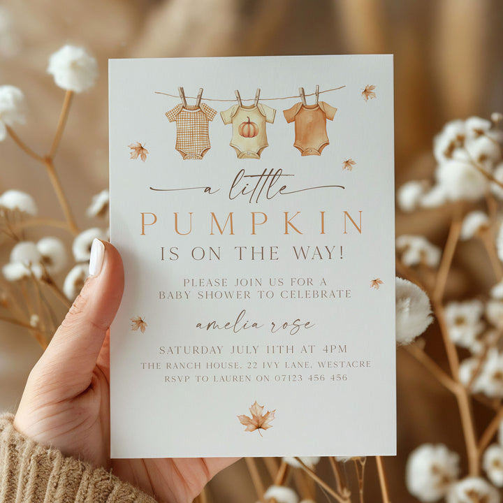 Fall Pumpkin Clothes Line Invitation
