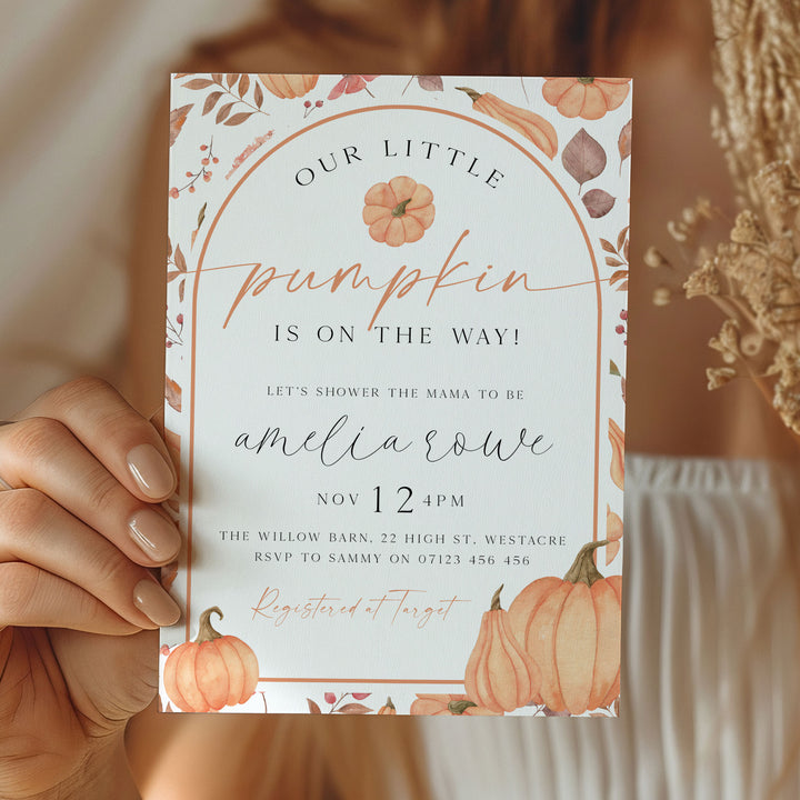 Pumpkin Pattern Baby Shower Invitation