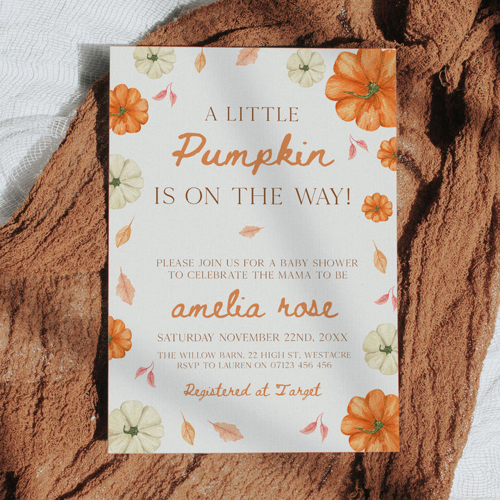 Pumpkin Border Baby Shower Invitation