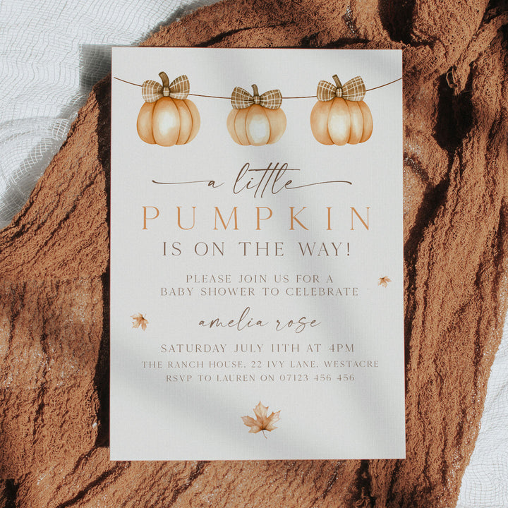 Fall Baby Pumpkin Line Invitation