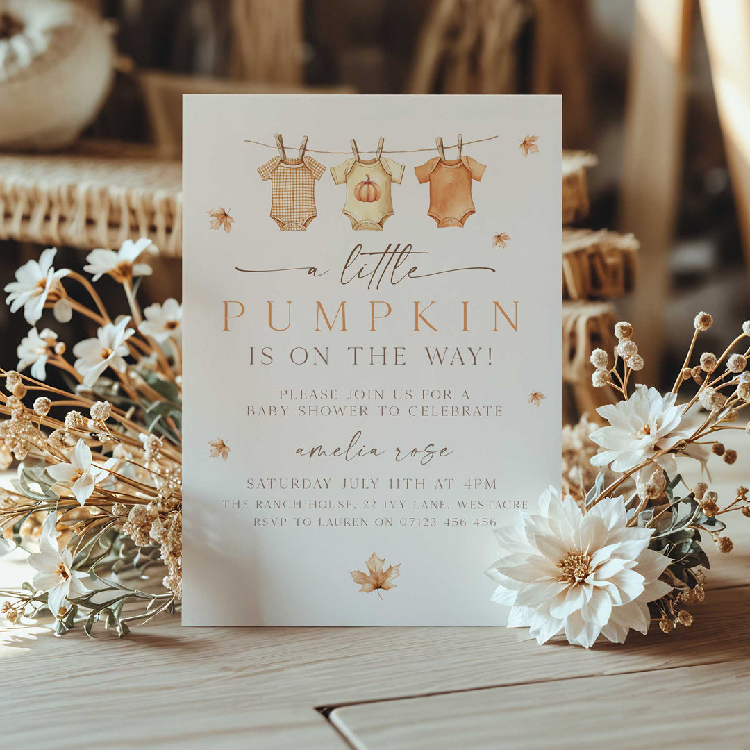 Fall Pumpkin Clothes Line Invitation