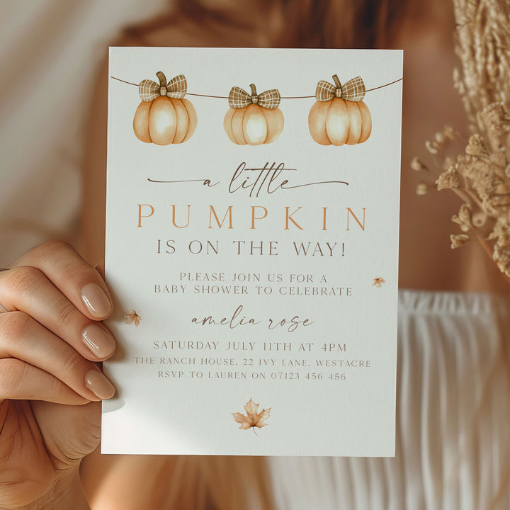 Fall Baby Pumpkin Line Invitation