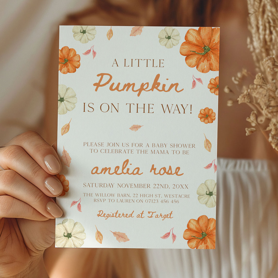 Pumpkin Border Baby Shower Invitation