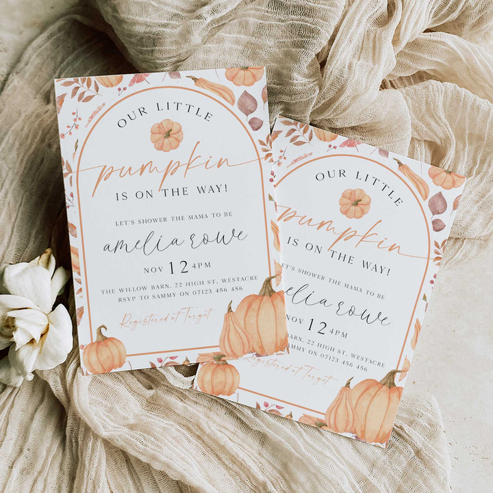 Pumpkin Pattern Baby Shower Invitation
