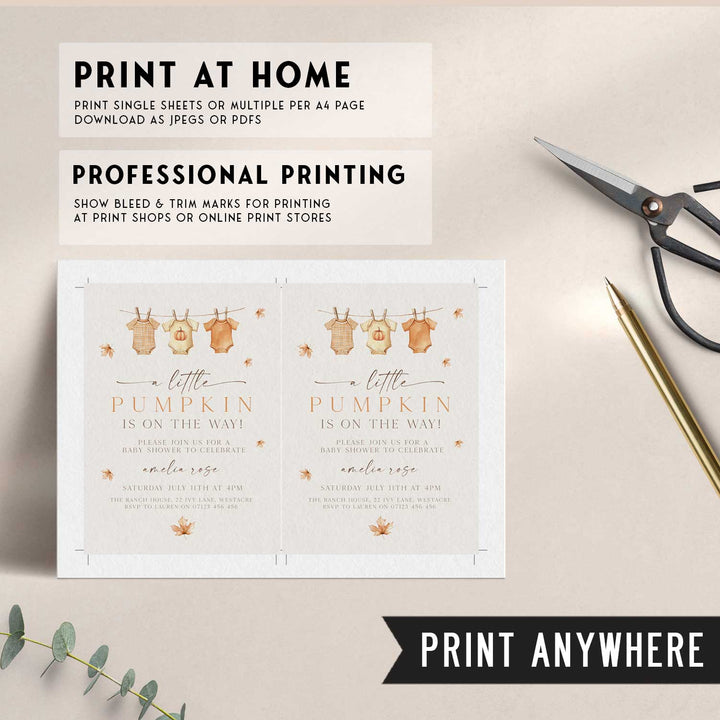 Fall Pumpkin Clothes Line Invitation