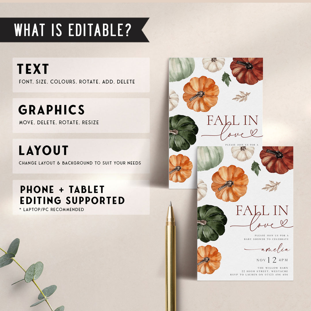 Fall In Love Baby Shower Invitation