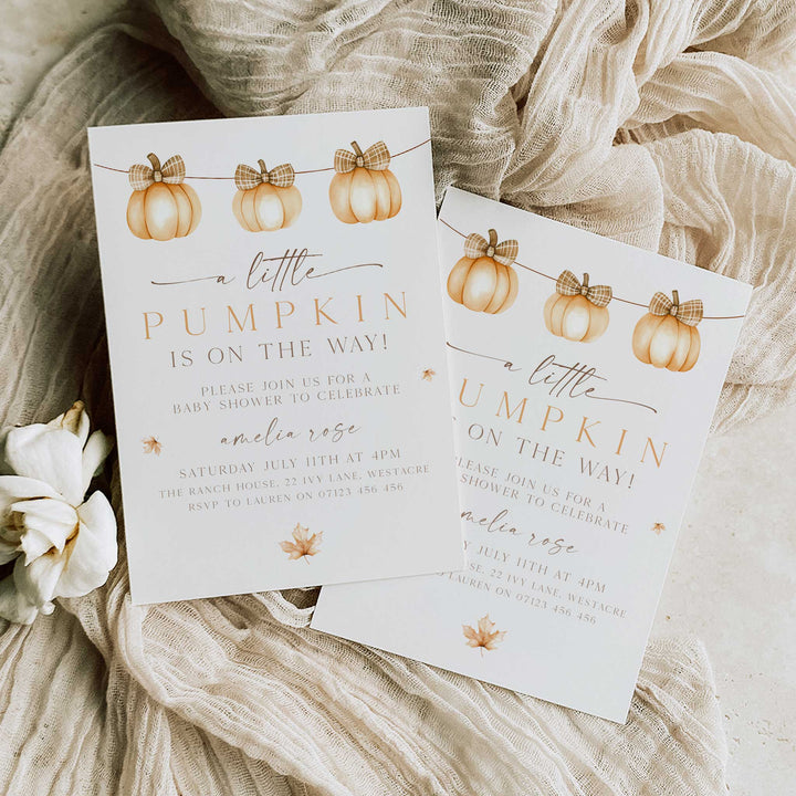 Fall Baby Pumpkin Line Invitation
