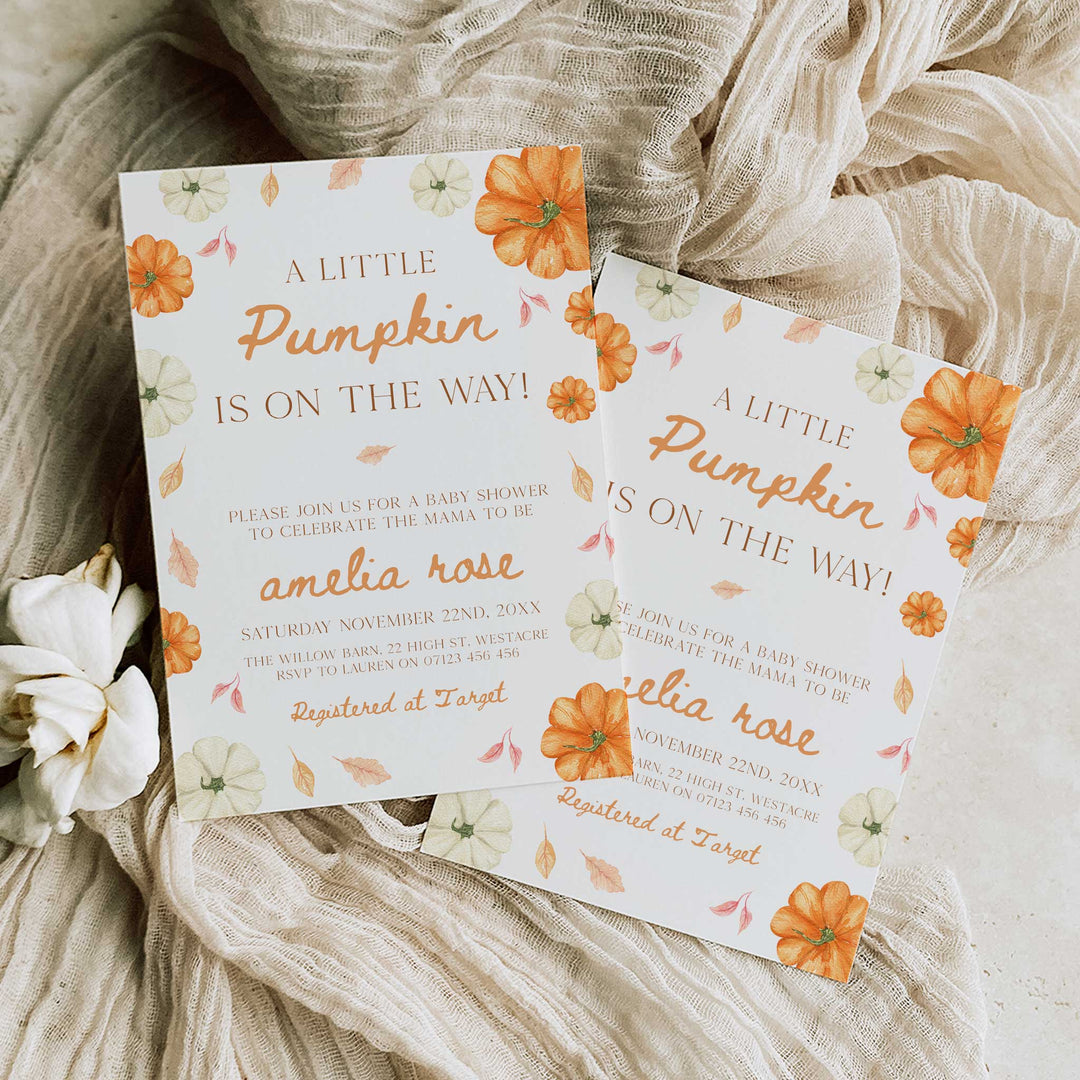 Pumpkin Border Baby Shower Invitation