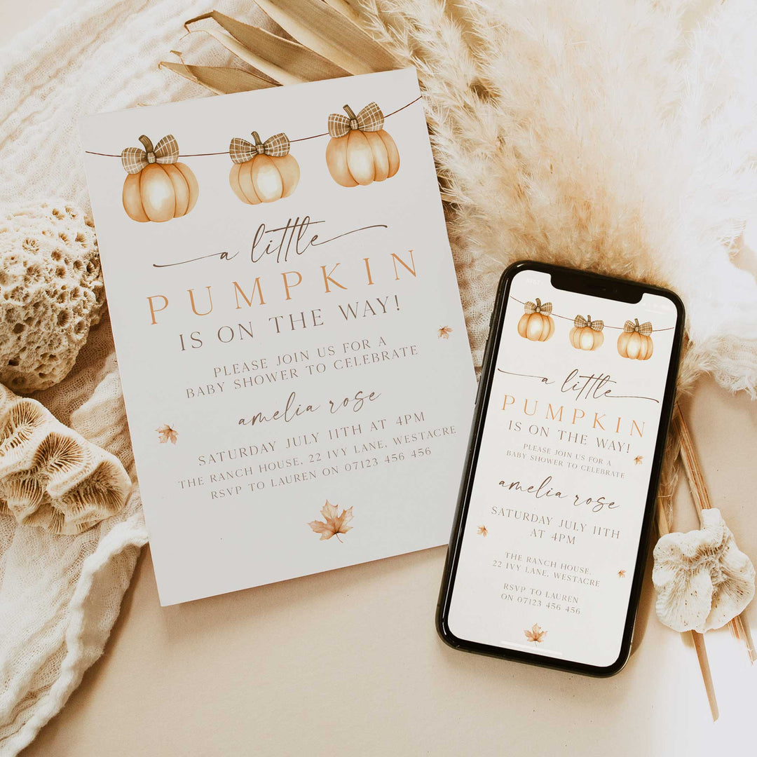 Fall Baby Pumpkin Line Invitation