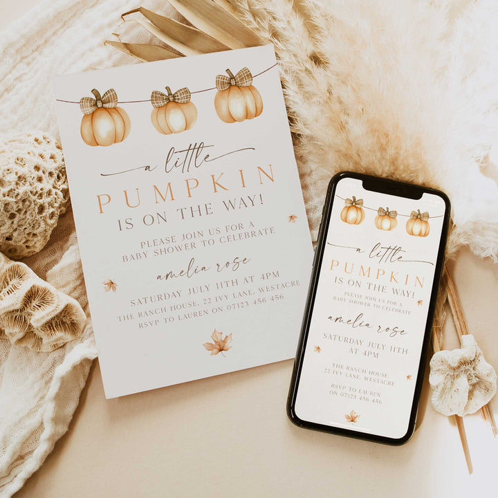 Fall Baby Pumpkin Line Invitation
