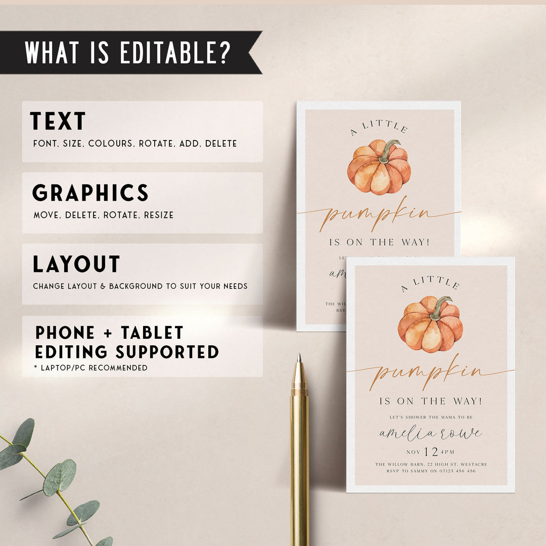 Modern Pumpkin Baby Shower Invitation