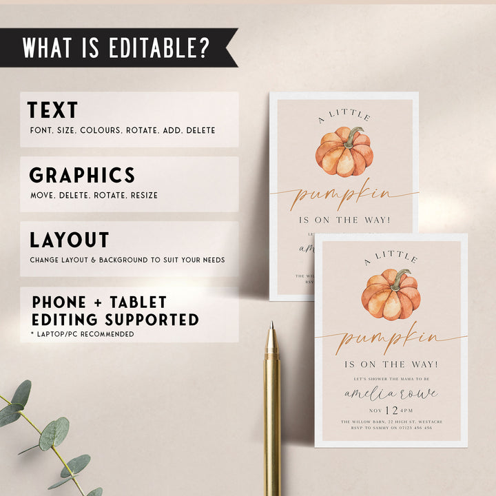 Modern Pumpkin Baby Shower Invitation