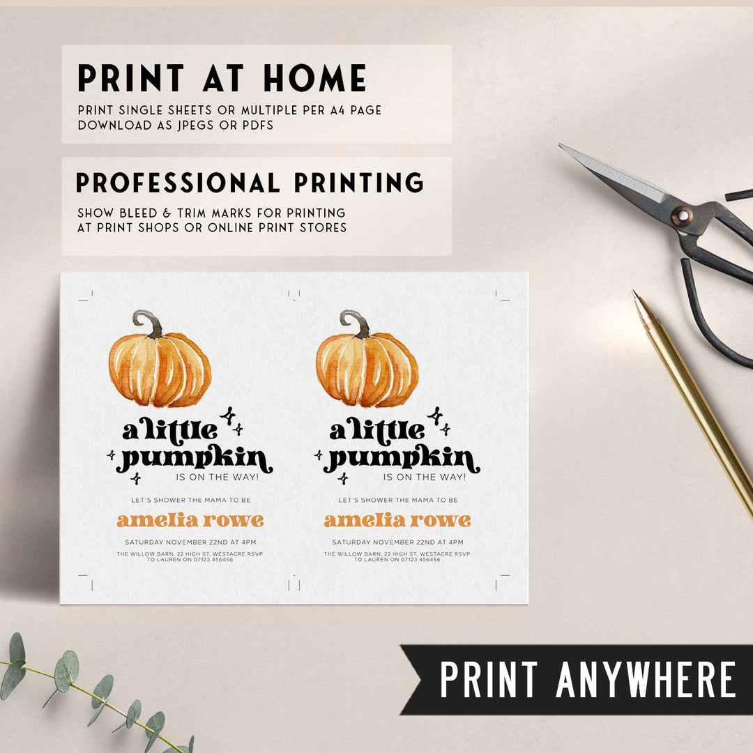 Retro Pumpkin Baby Shower Invitation