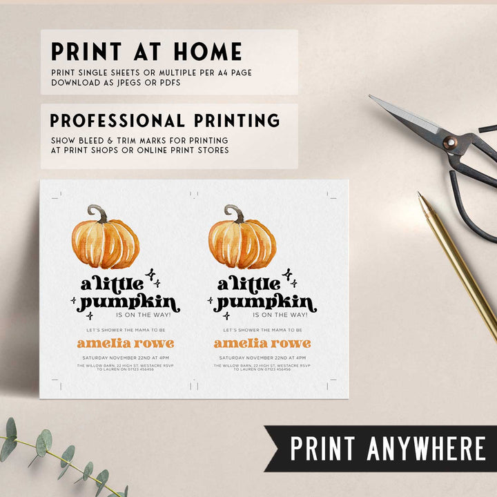 Retro Pumpkin Baby Shower Invitation