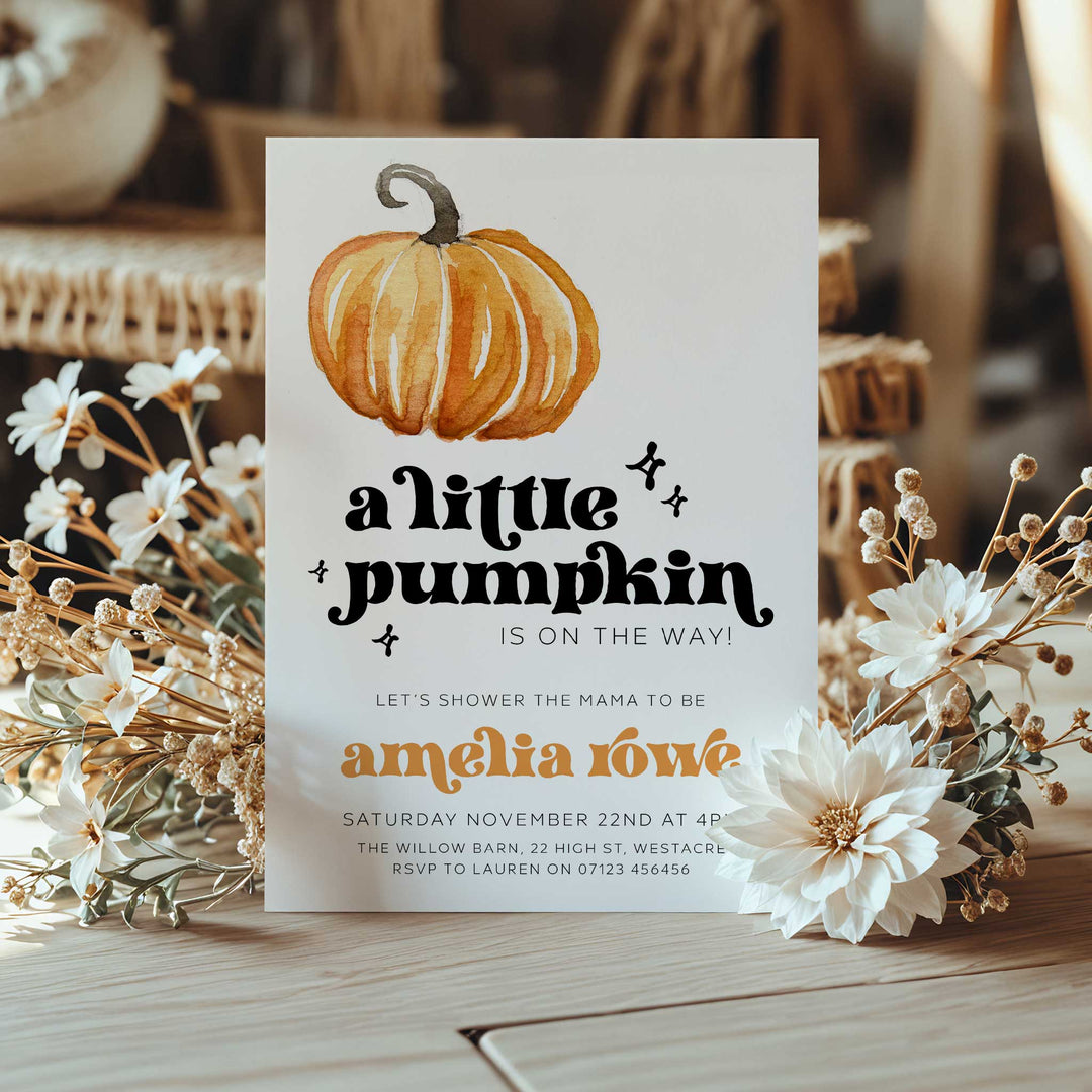 Retro Pumpkin Baby Shower Invitation