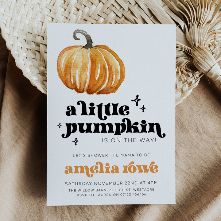 Retro Pumpkin Baby Shower Invitation