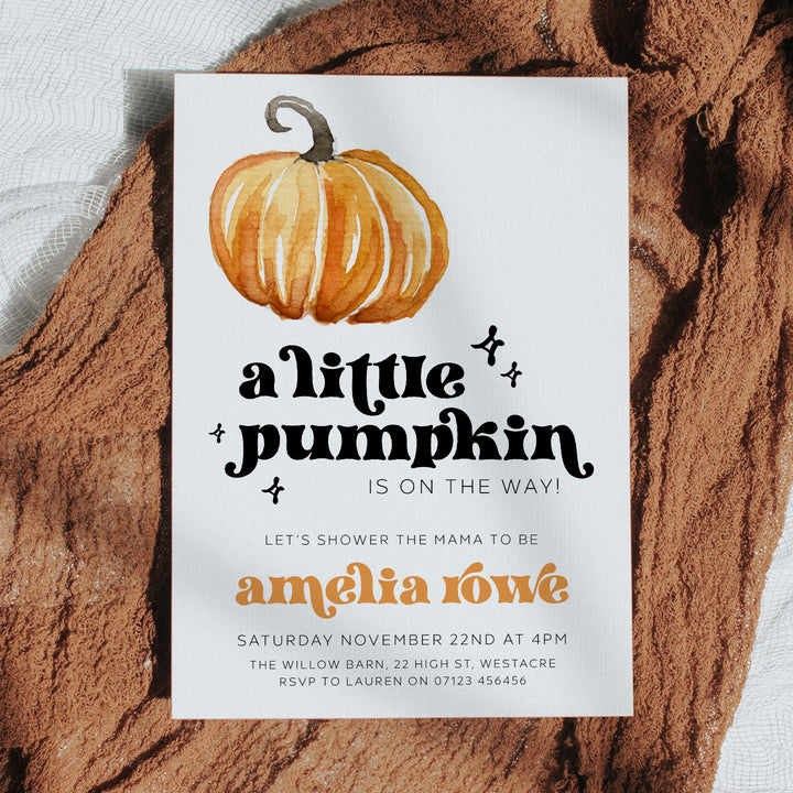 Retro Pumpkin Baby Shower Invitation