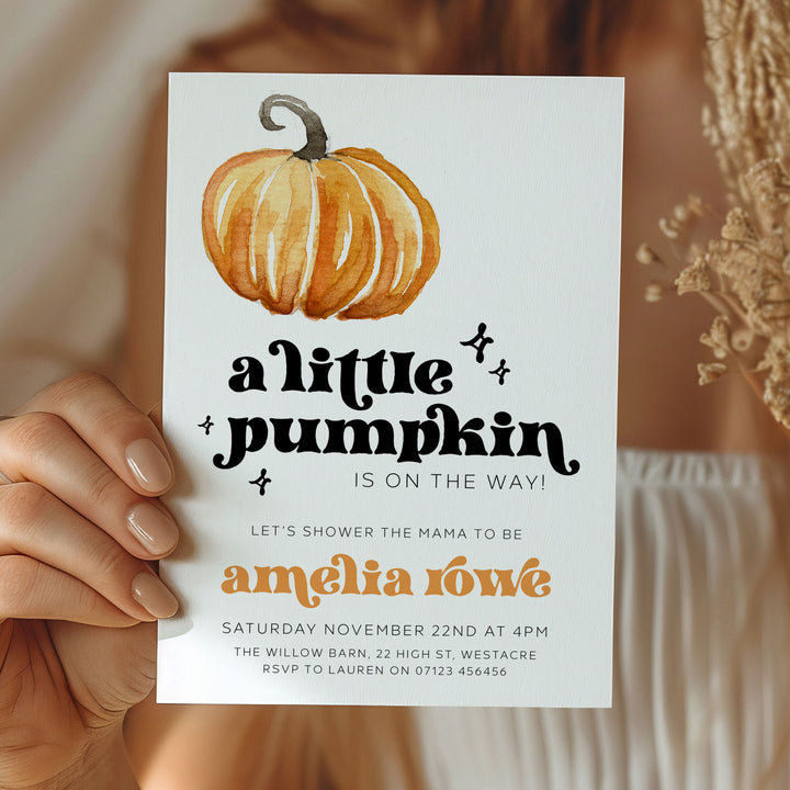 Retro Pumpkin Baby Shower Invitation