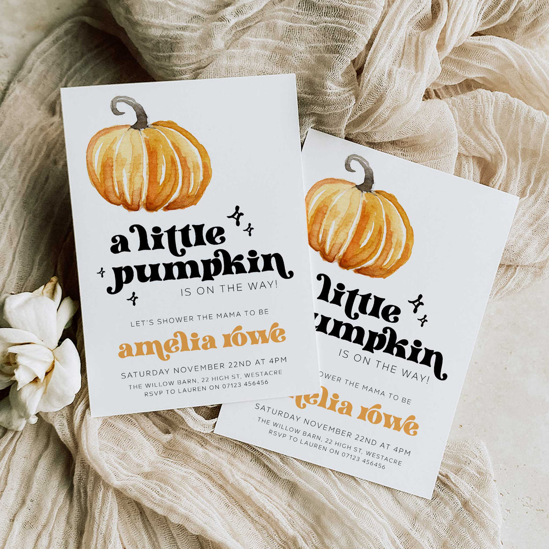 Retro Pumpkin Baby Shower Invitation