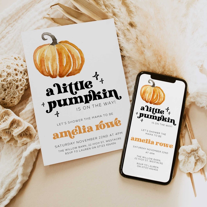 Retro Pumpkin Baby Shower Invitation
