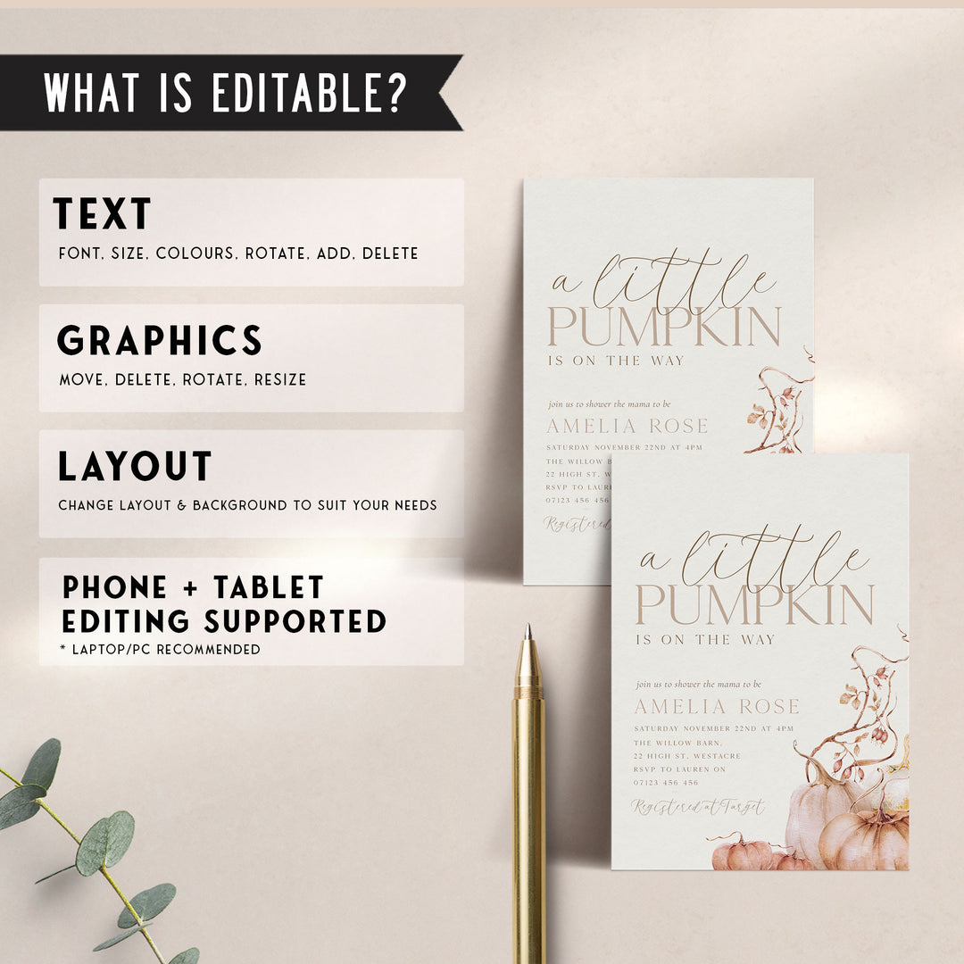 Whimsical Fall Baby Shower Invitation