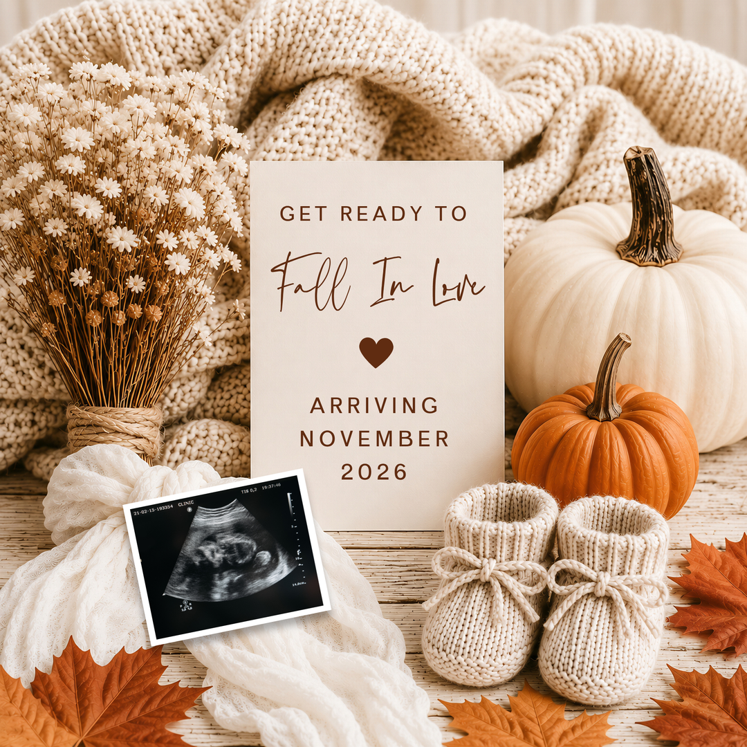 Fall Social Media Pregnancy Announcement editable in Canva