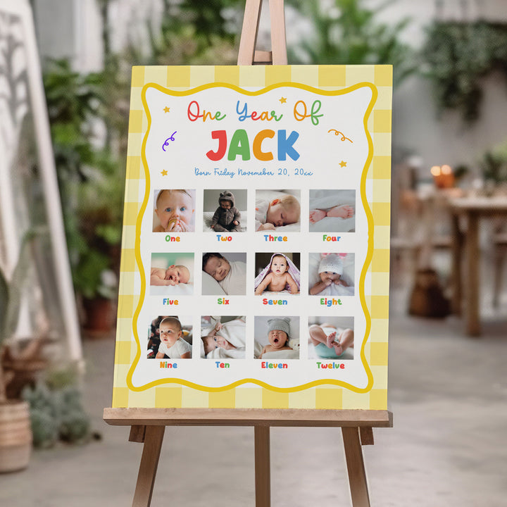 It's Fun To Be One Photo Milestone 1st Birthday editable template in Canva