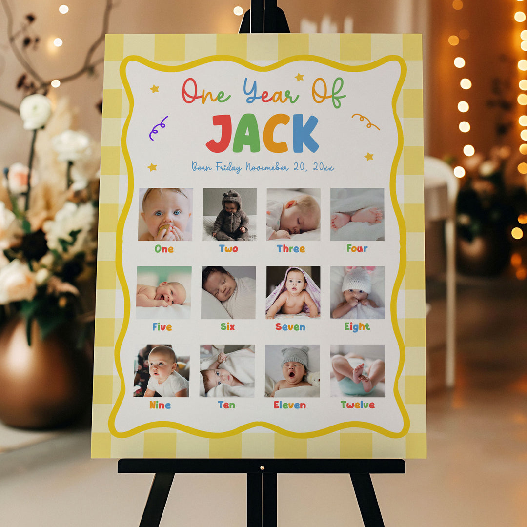 It's Fun To Be One Photo Milestone 1st Birthday editable template in Canva