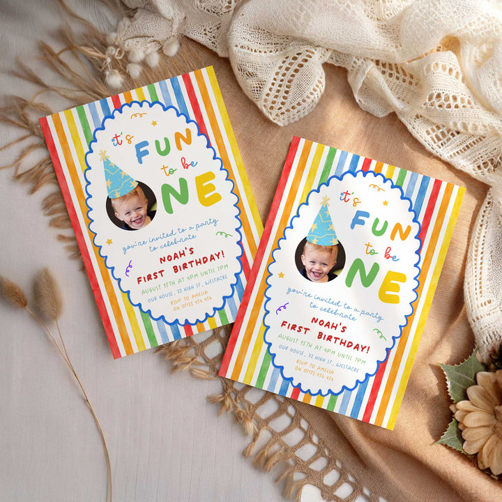 Oval It's Fun To Be One Birthday Invite