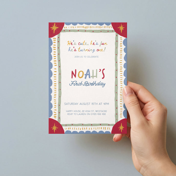 It's Fun To Be One Circus Birthday Invite editable Canva Template